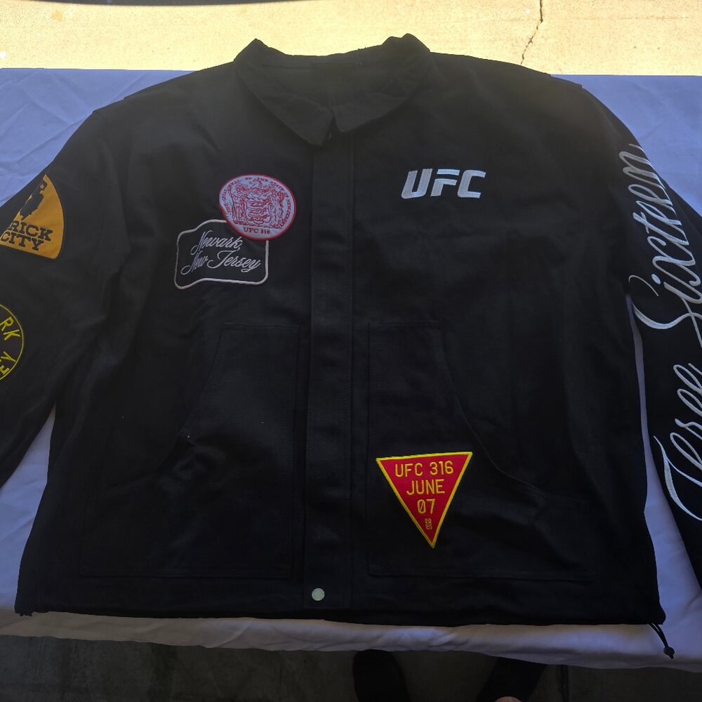 UFC 316 Newark N.J Patchwork Full Zip Canvas Jacket-3XL